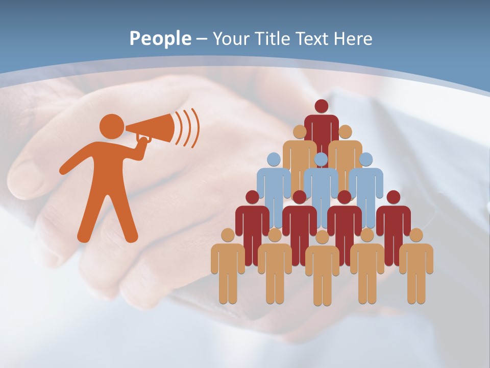 Two People Shaking Hands Over A Blue Background PowerPoint Template