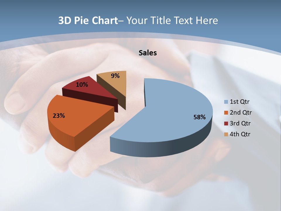 Two People Shaking Hands Over A Blue Background PowerPoint Template