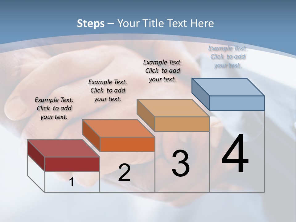 Two People Shaking Hands Over A Blue Background PowerPoint Template