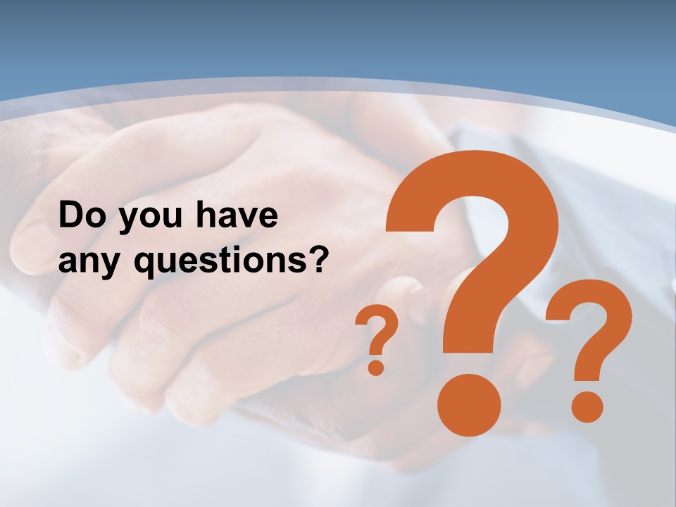 Two People Shaking Hands Over A Blue Background PowerPoint Template