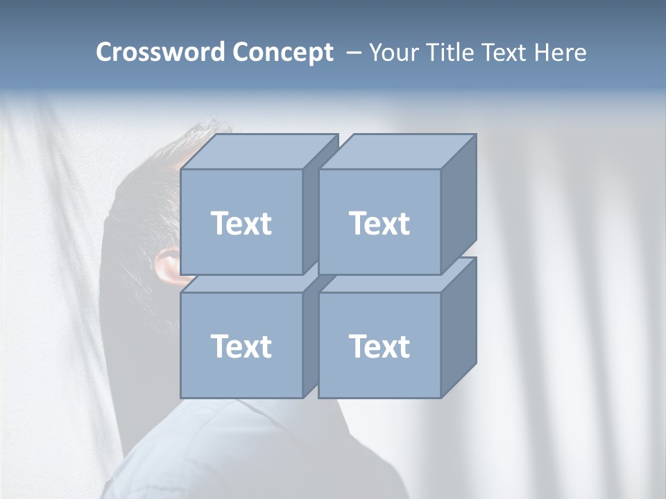 A Man In A Blue Shirt Is Looking Up PowerPoint Template