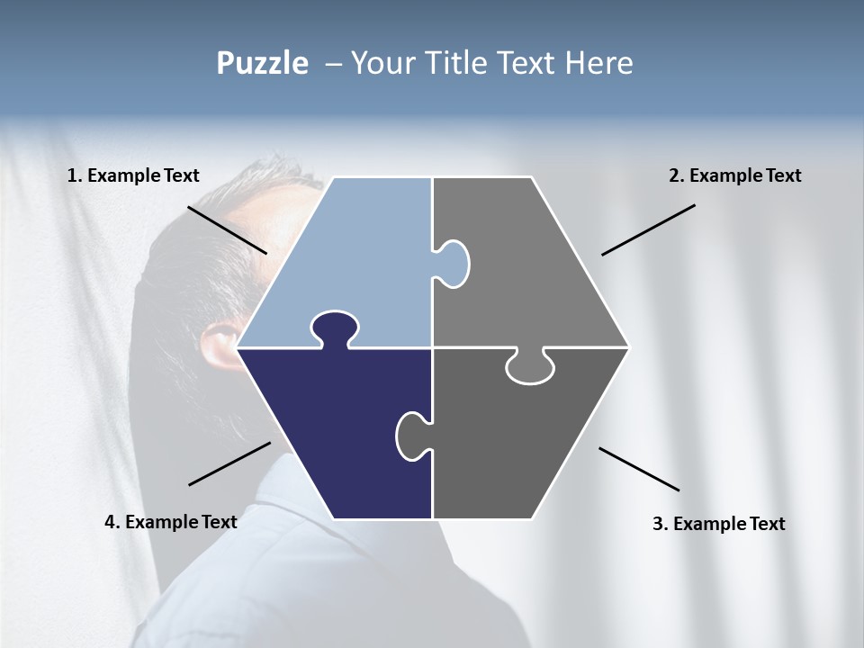 A Man In A Blue Shirt Is Looking Up PowerPoint Template