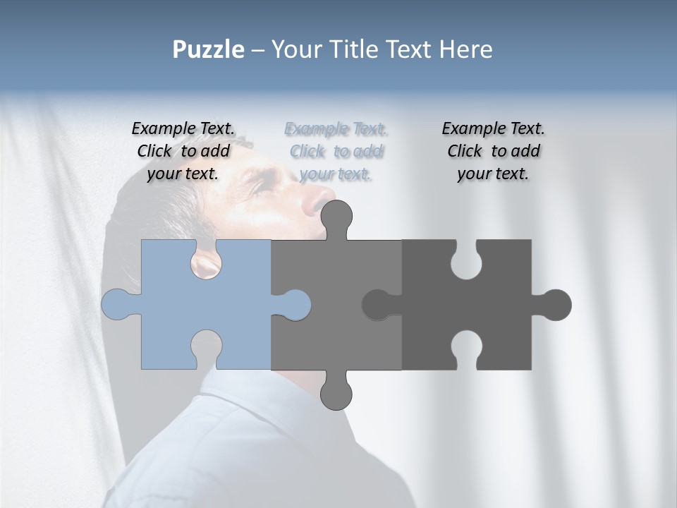 A Man In A Blue Shirt Is Looking Up PowerPoint Template