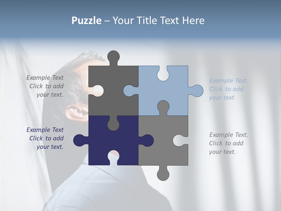 A Man In A Blue Shirt Is Looking Up PowerPoint Template