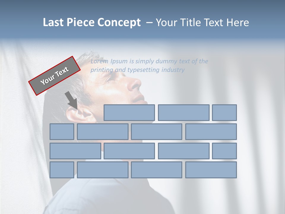 A Man In A Blue Shirt Is Looking Up PowerPoint Template