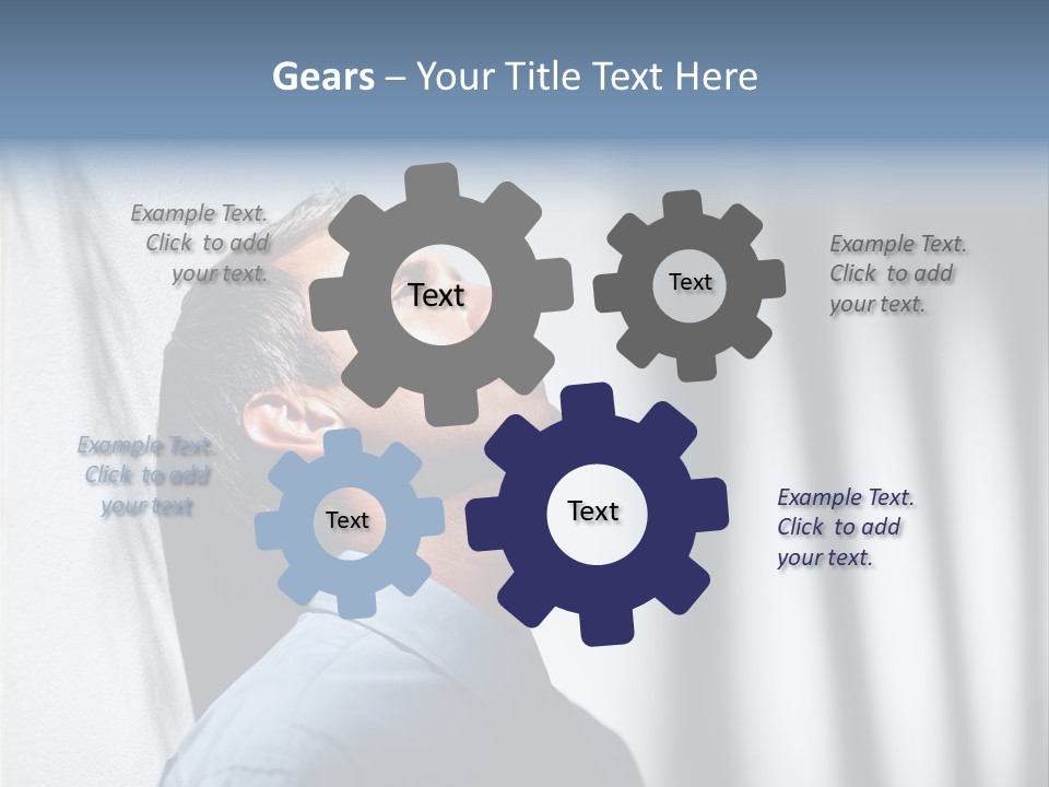 A Man In A Blue Shirt Is Looking Up PowerPoint Template