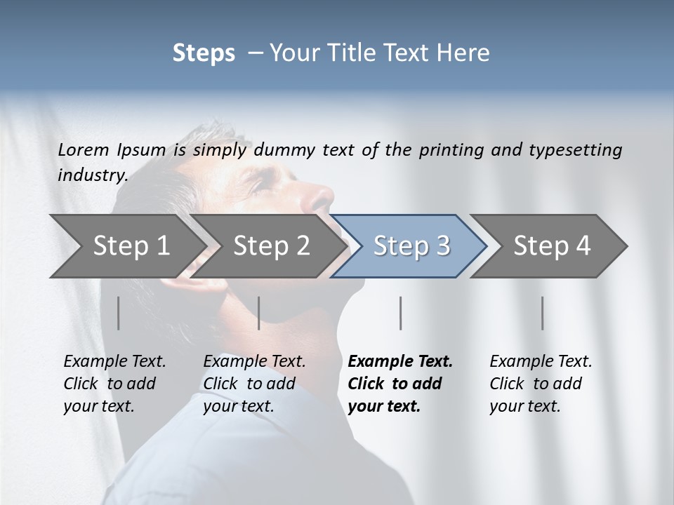 A Man In A Blue Shirt Is Looking Up PowerPoint Template