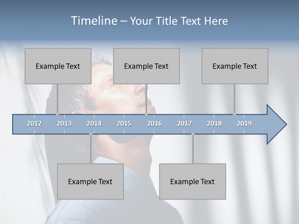 A Man In A Blue Shirt Is Looking Up PowerPoint Template