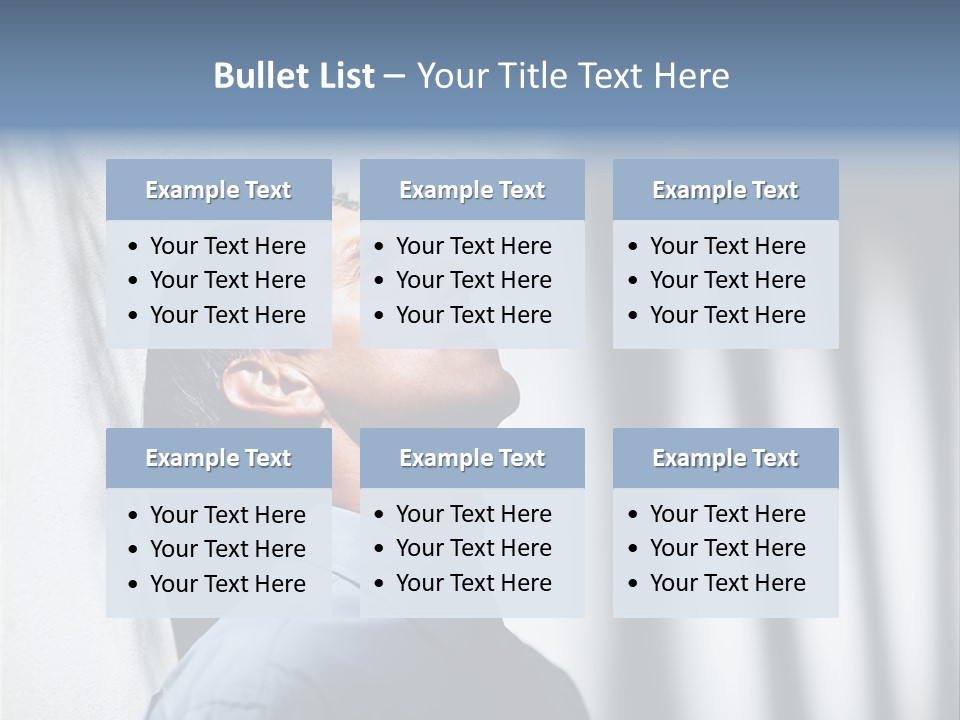 A Man In A Blue Shirt Is Looking Up PowerPoint Template