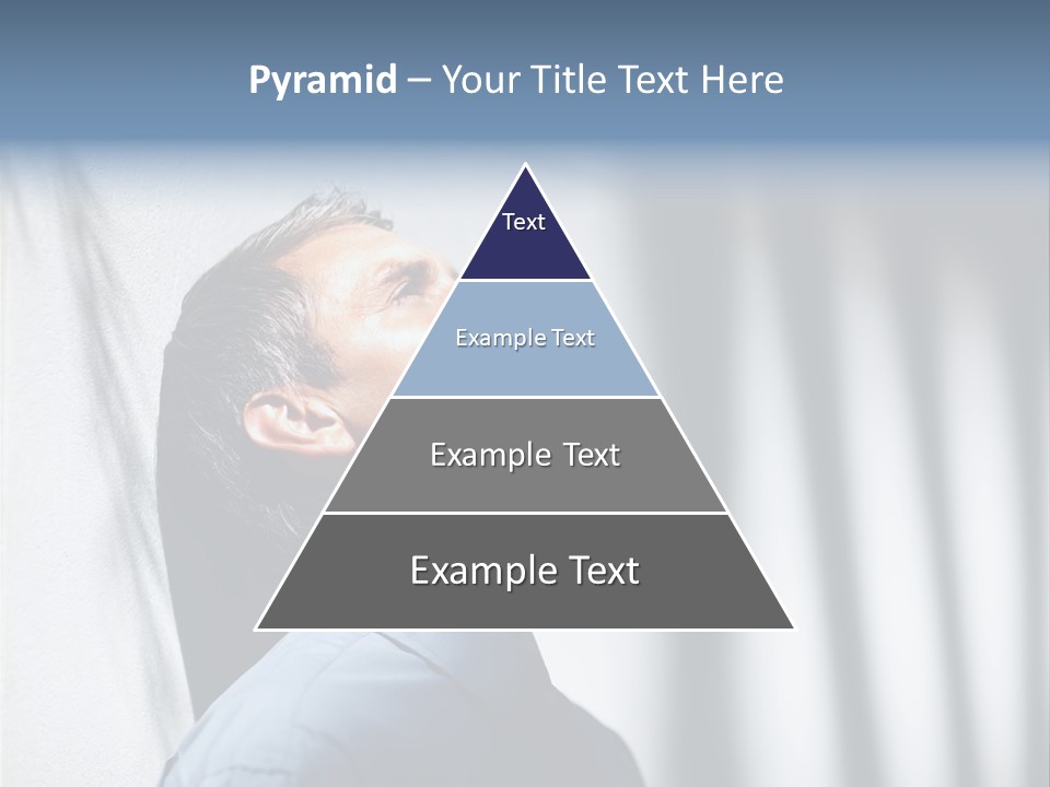 A Man In A Blue Shirt Is Looking Up PowerPoint Template