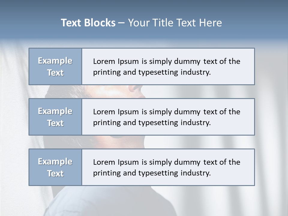 A Man In A Blue Shirt Is Looking Up PowerPoint Template