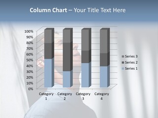 A Man In A Blue Shirt Is Looking Up PowerPoint Template