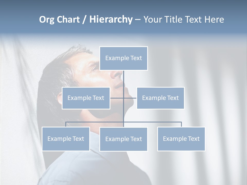 A Man In A Blue Shirt Is Looking Up PowerPoint Template