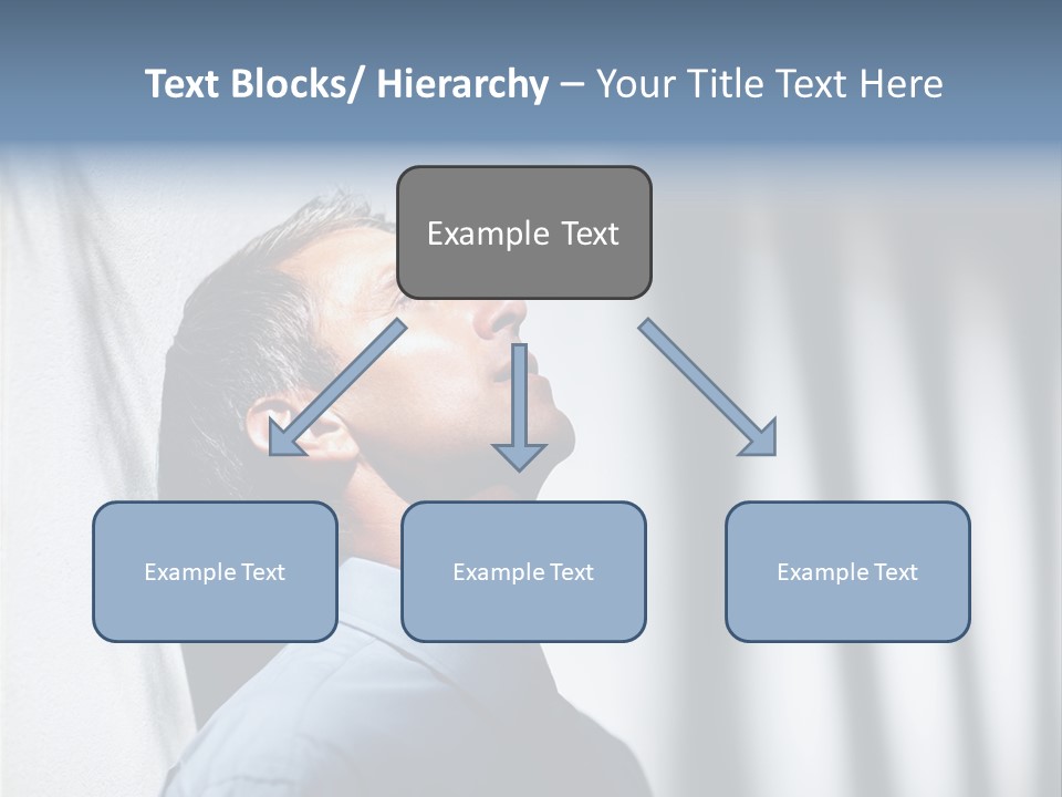 A Man In A Blue Shirt Is Looking Up PowerPoint Template