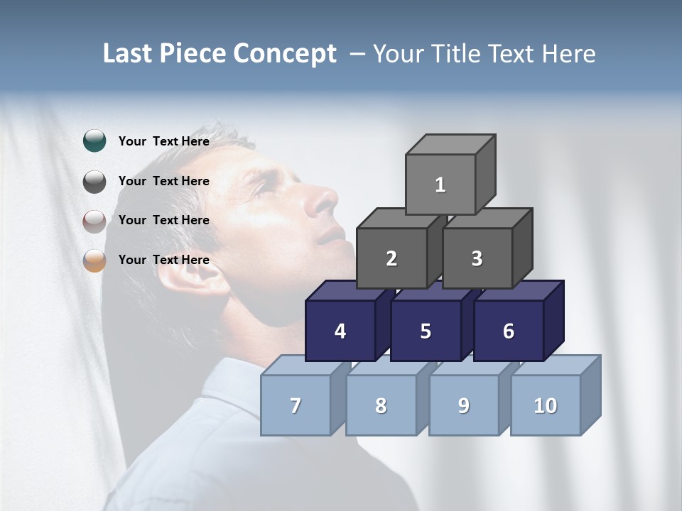 A Man In A Blue Shirt Is Looking Up PowerPoint Template