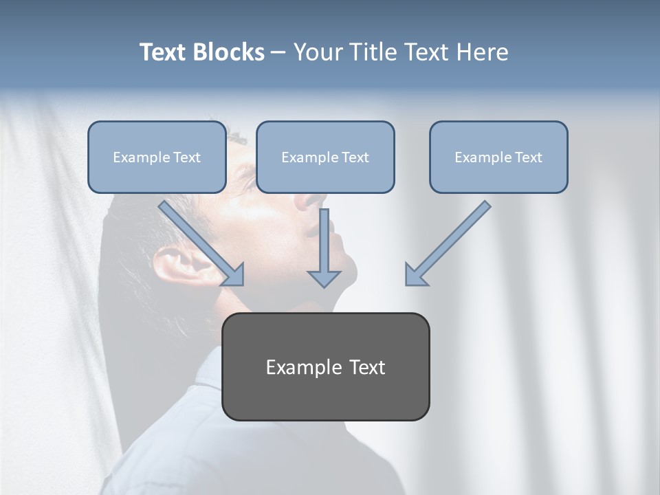 A Man In A Blue Shirt Is Looking Up PowerPoint Template