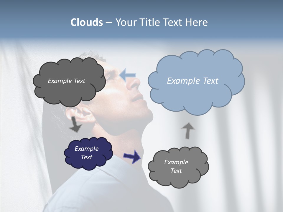 A Man In A Blue Shirt Is Looking Up PowerPoint Template