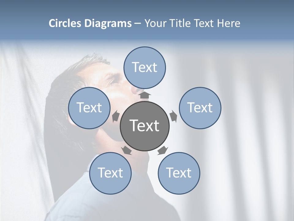 A Man In A Blue Shirt Is Looking Up PowerPoint Template