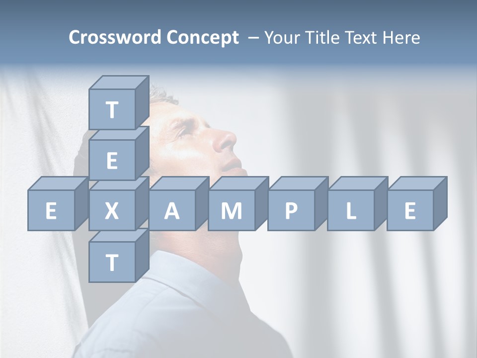 A Man In A Blue Shirt Is Looking Up PowerPoint Template