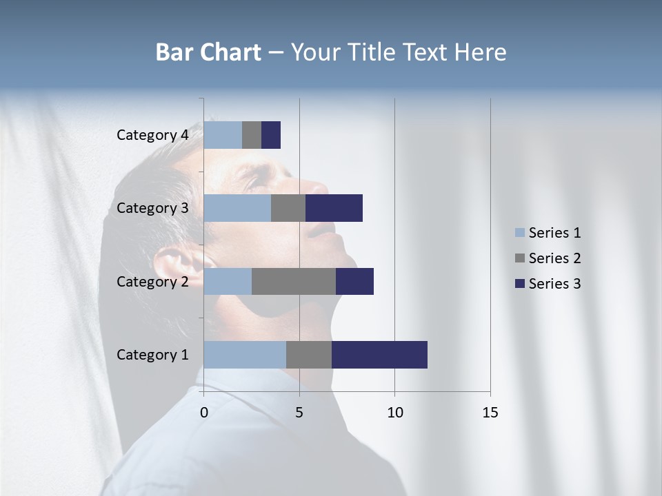 A Man In A Blue Shirt Is Looking Up PowerPoint Template
