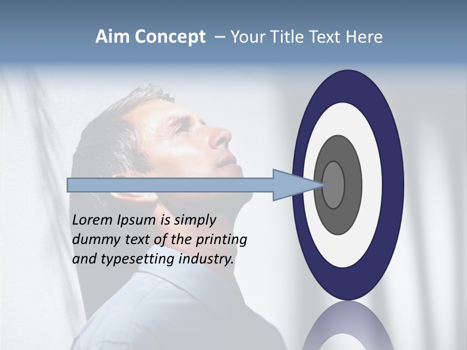 A Man In A Blue Shirt Is Looking Up PowerPoint Template