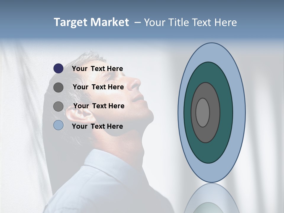 A Man In A Blue Shirt Is Looking Up PowerPoint Template