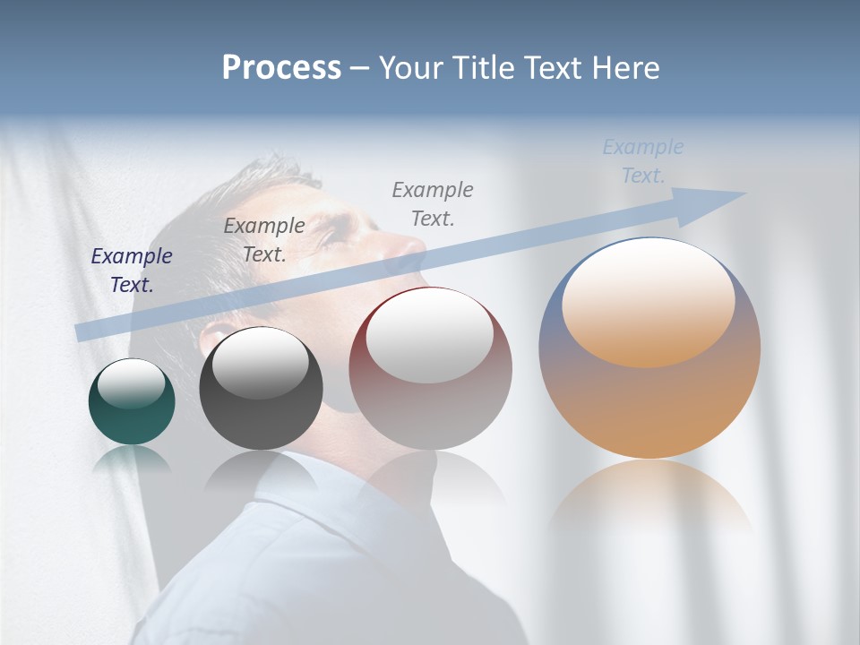 A Man In A Blue Shirt Is Looking Up PowerPoint Template