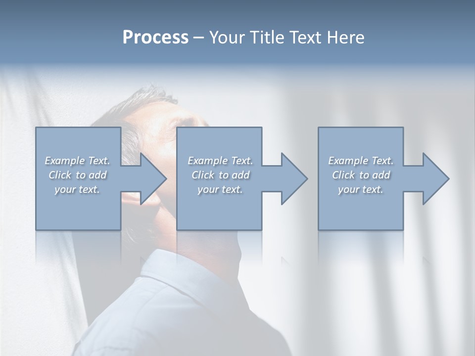 A Man In A Blue Shirt Is Looking Up PowerPoint Template