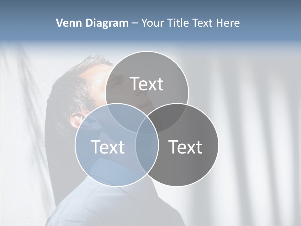 A Man In A Blue Shirt Is Looking Up PowerPoint Template