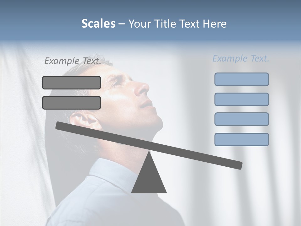 A Man In A Blue Shirt Is Looking Up PowerPoint Template
