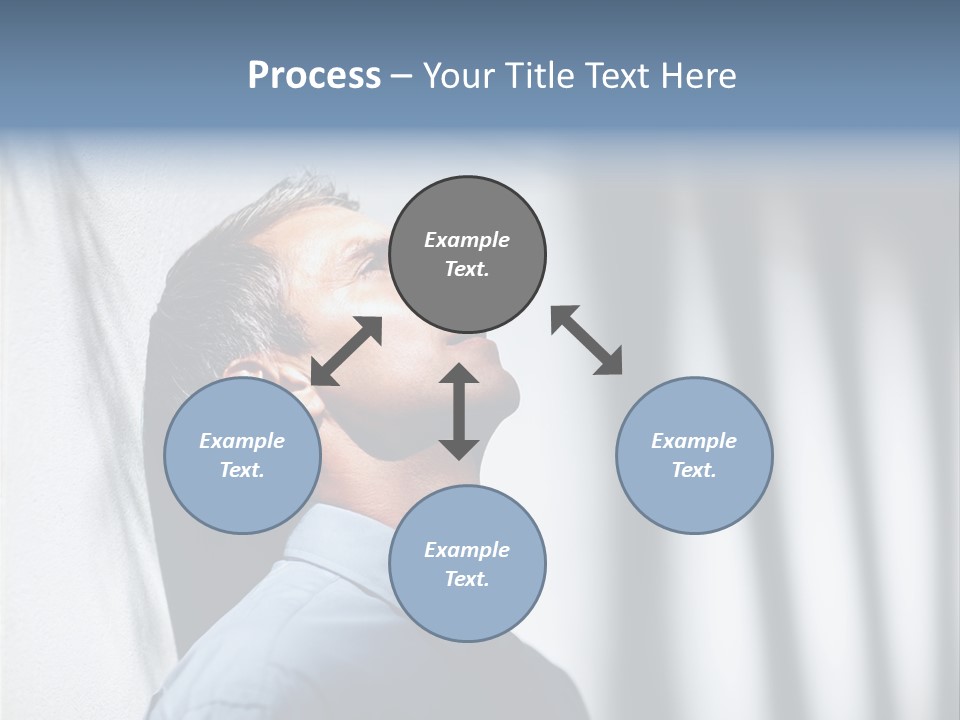 A Man In A Blue Shirt Is Looking Up PowerPoint Template