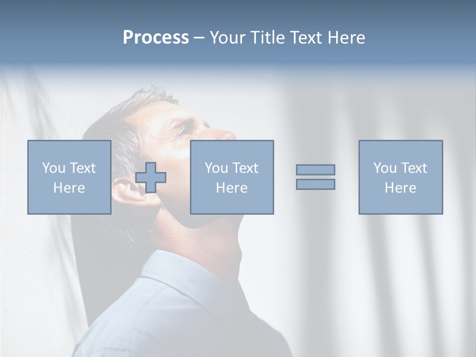 A Man In A Blue Shirt Is Looking Up PowerPoint Template