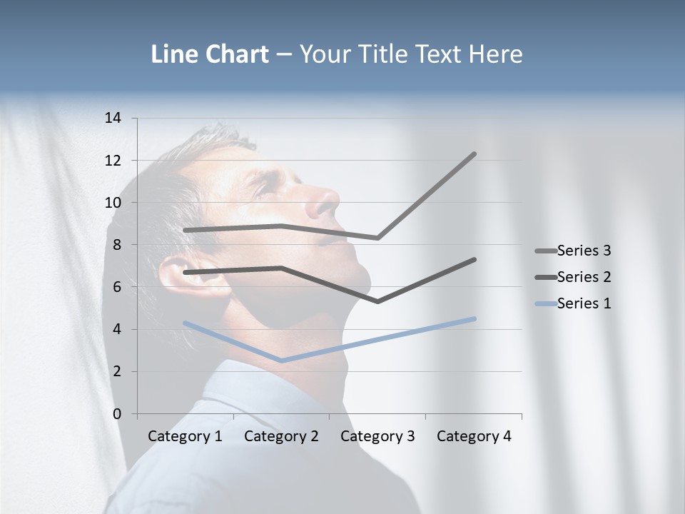 A Man In A Blue Shirt Is Looking Up PowerPoint Template