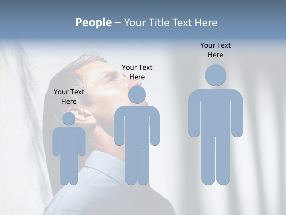 A Man In A Blue Shirt Is Looking Up PowerPoint Template