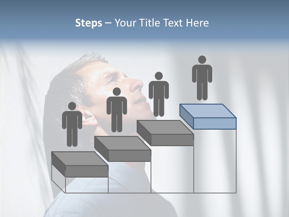 A Man In A Blue Shirt Is Looking Up PowerPoint Template