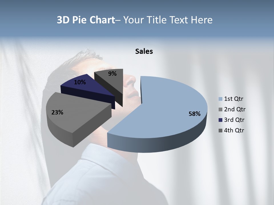 A Man In A Blue Shirt Is Looking Up PowerPoint Template