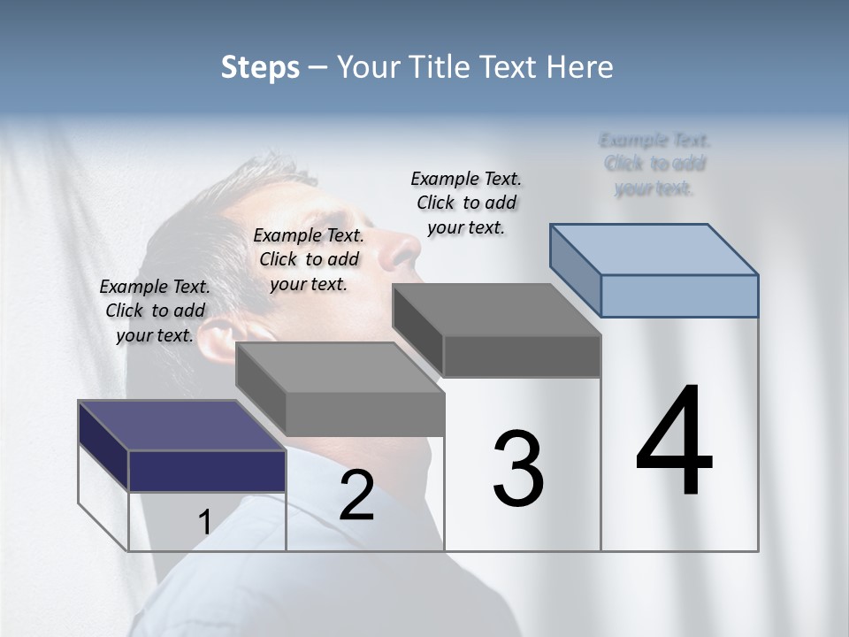 A Man In A Blue Shirt Is Looking Up PowerPoint Template