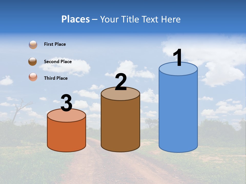 Red Dirt Road On Massai Mara, Kenya, Africa. PowerPoint Template