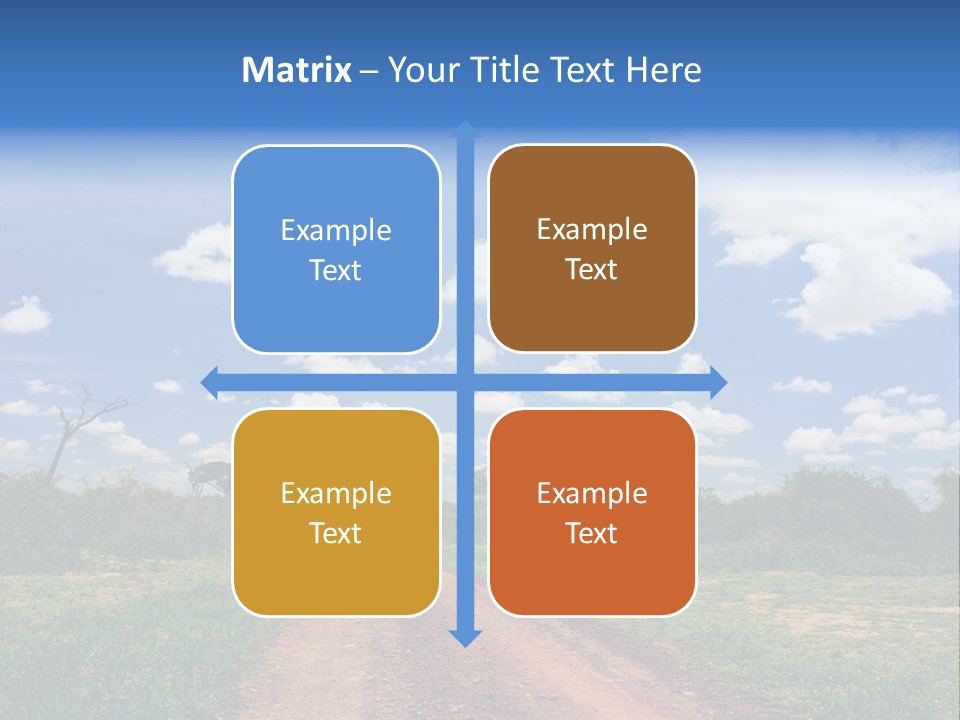 Red Dirt Road On Massai Mara, Kenya, Africa. PowerPoint Template