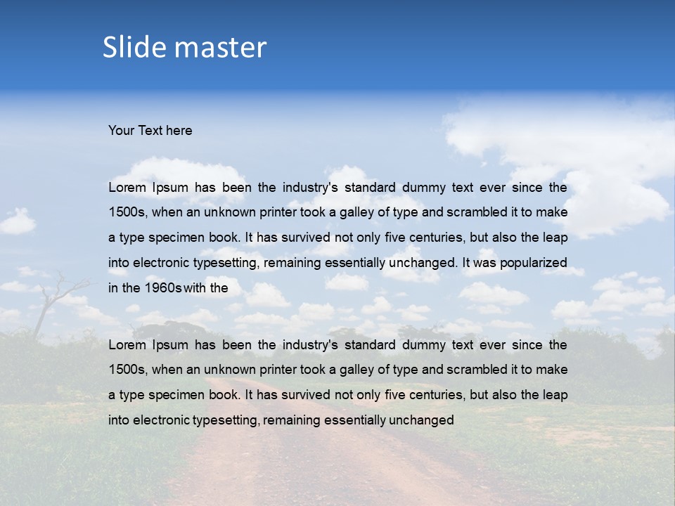 Red Dirt Road On Massai Mara, Kenya, Africa. PowerPoint Template