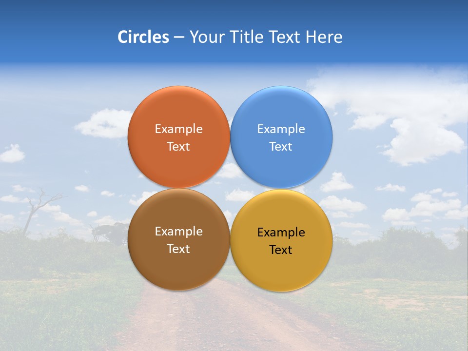 Red Dirt Road On Massai Mara, Kenya, Africa. PowerPoint Template