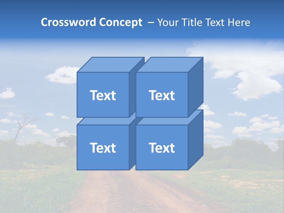 Red Dirt Road On Massai Mara, Kenya, Africa. PowerPoint Template