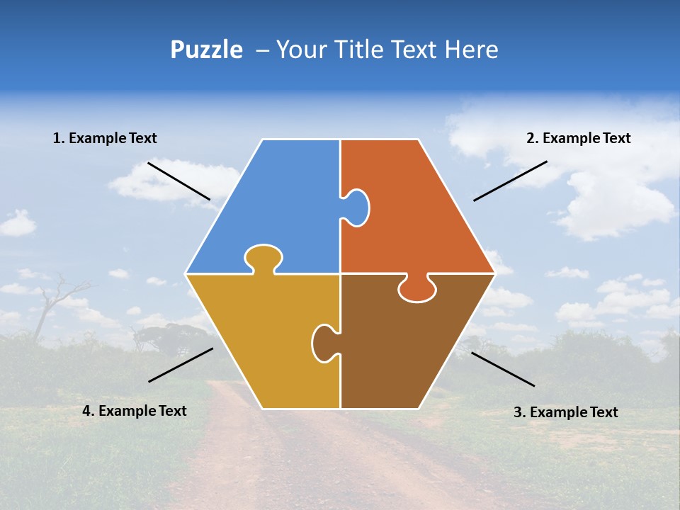 Red Dirt Road On Massai Mara, Kenya, Africa. PowerPoint Template