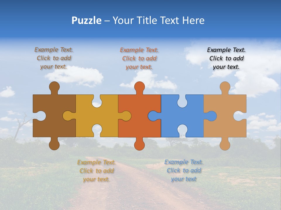 Red Dirt Road On Massai Mara, Kenya, Africa. PowerPoint Template