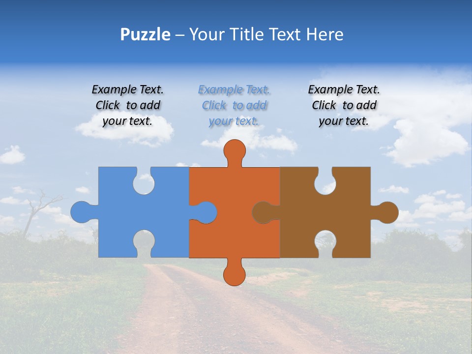 Red Dirt Road On Massai Mara, Kenya, Africa. PowerPoint Template