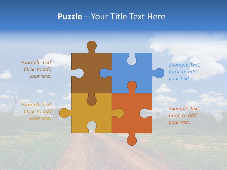 Red Dirt Road On Massai Mara, Kenya, Africa. PowerPoint Template