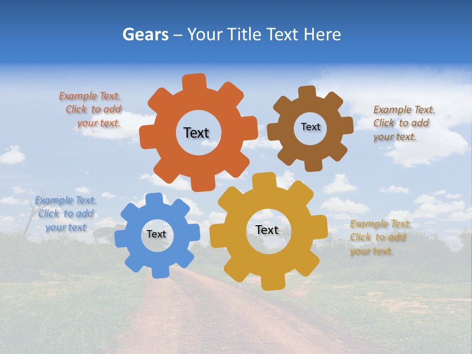 Red Dirt Road On Massai Mara, Kenya, Africa. PowerPoint Template