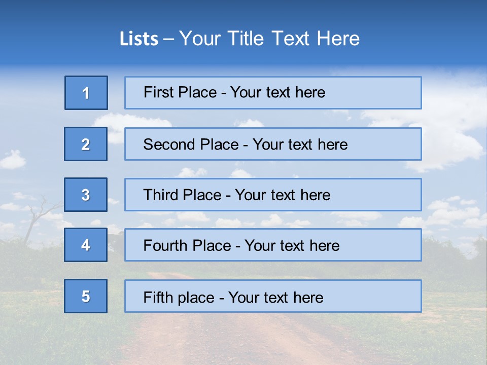 Red Dirt Road On Massai Mara, Kenya, Africa. PowerPoint Template