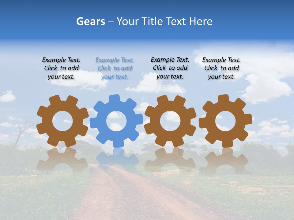 Red Dirt Road On Massai Mara, Kenya, Africa. PowerPoint Template