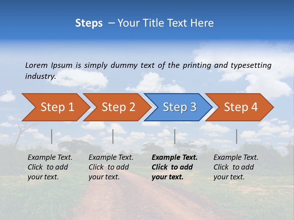 Red Dirt Road On Massai Mara, Kenya, Africa. PowerPoint Template